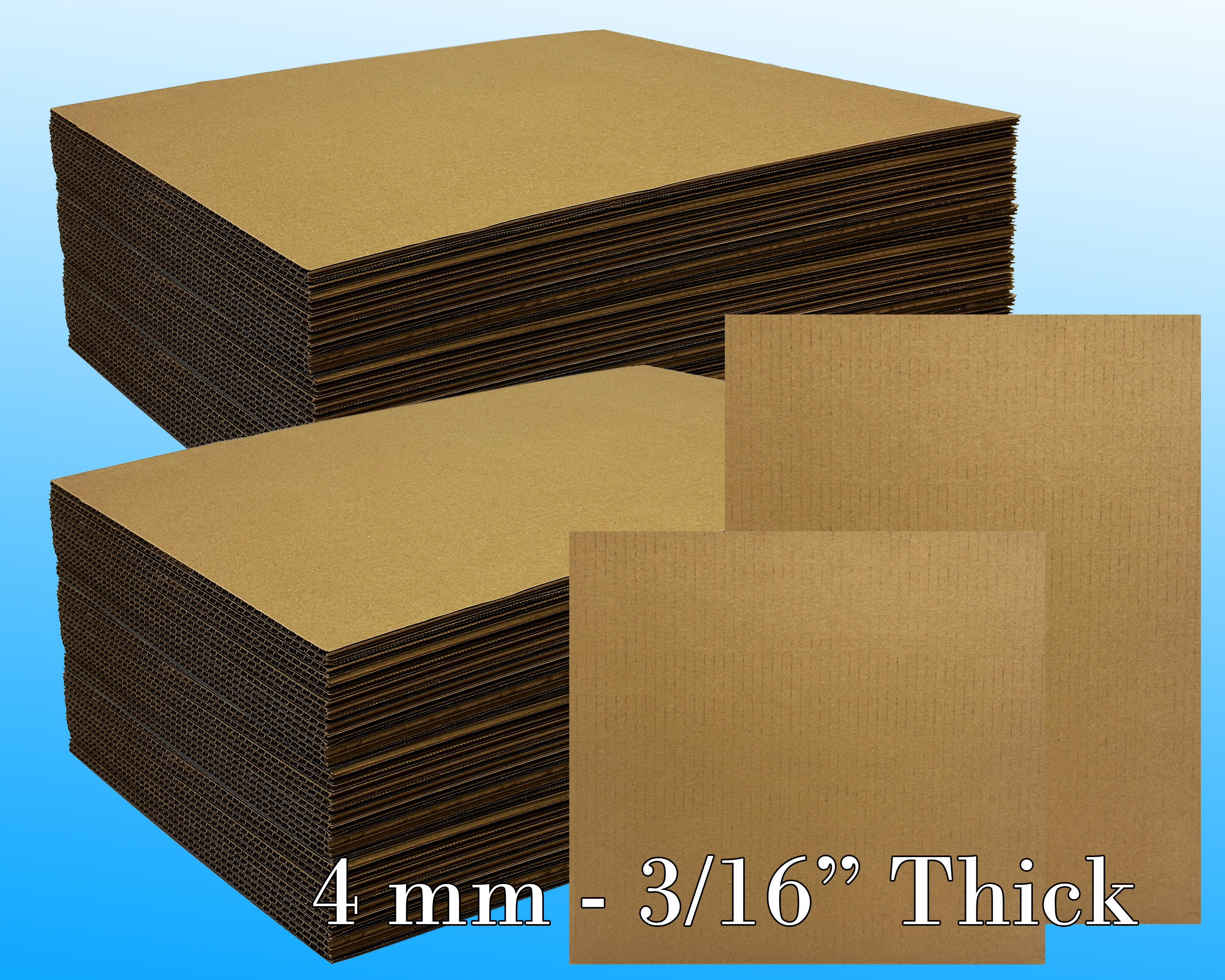 Corrugated Cardboard Sheets 4mm - 3/16 Thick 12x16- 5 Pack. Filler Insert  Pads, Brown Frame Backing Rectangular & Square Flat Boards for Art&Crafts,  DIY Projects, Mailing,Dividers & Packaging 